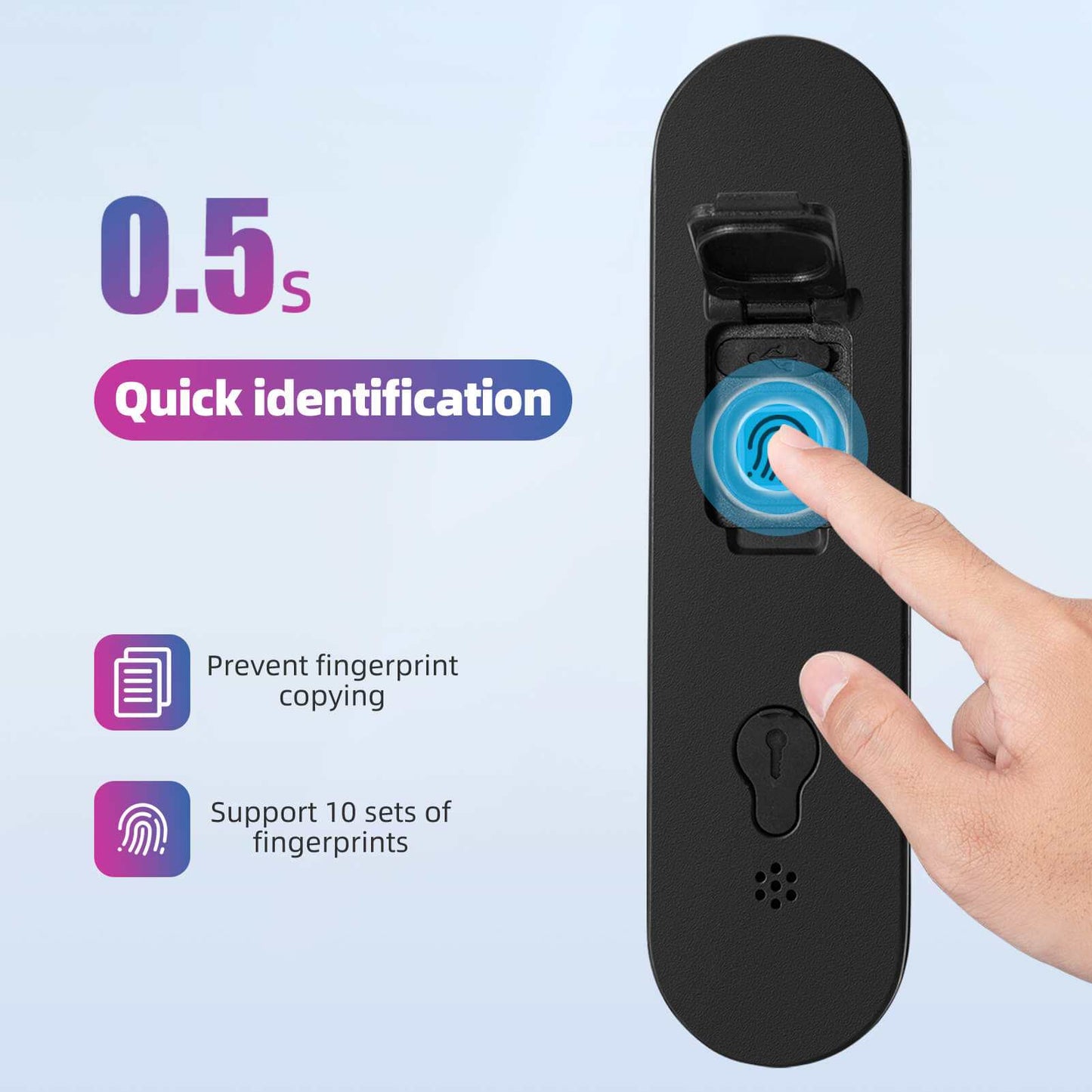 ROCKBROS Smart Bluetooth Fingerprint U Lock keyless bike lock with fingerprint unlock and hardened steel security