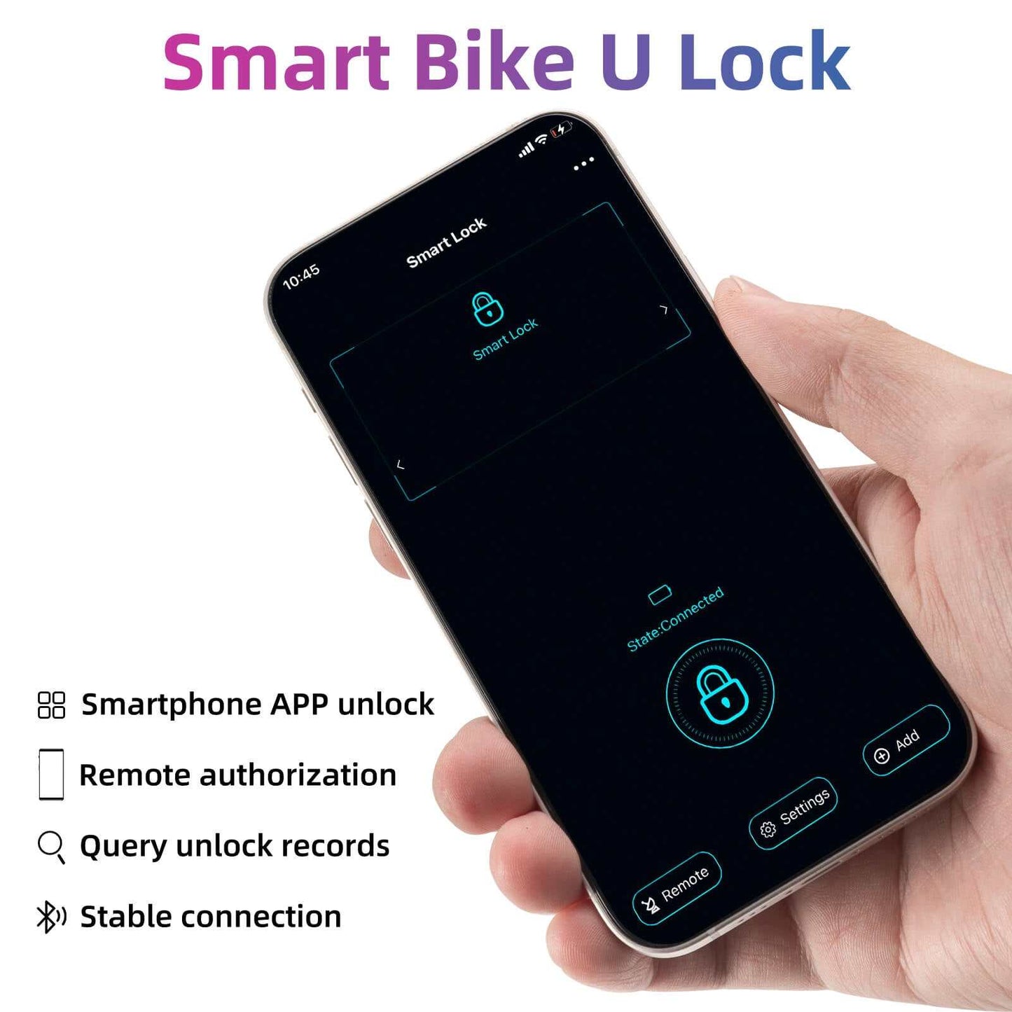 ROCKBROS Smart Bluetooth Fingerprint U Lock high-security keyless bike lock with fingerprint and app control