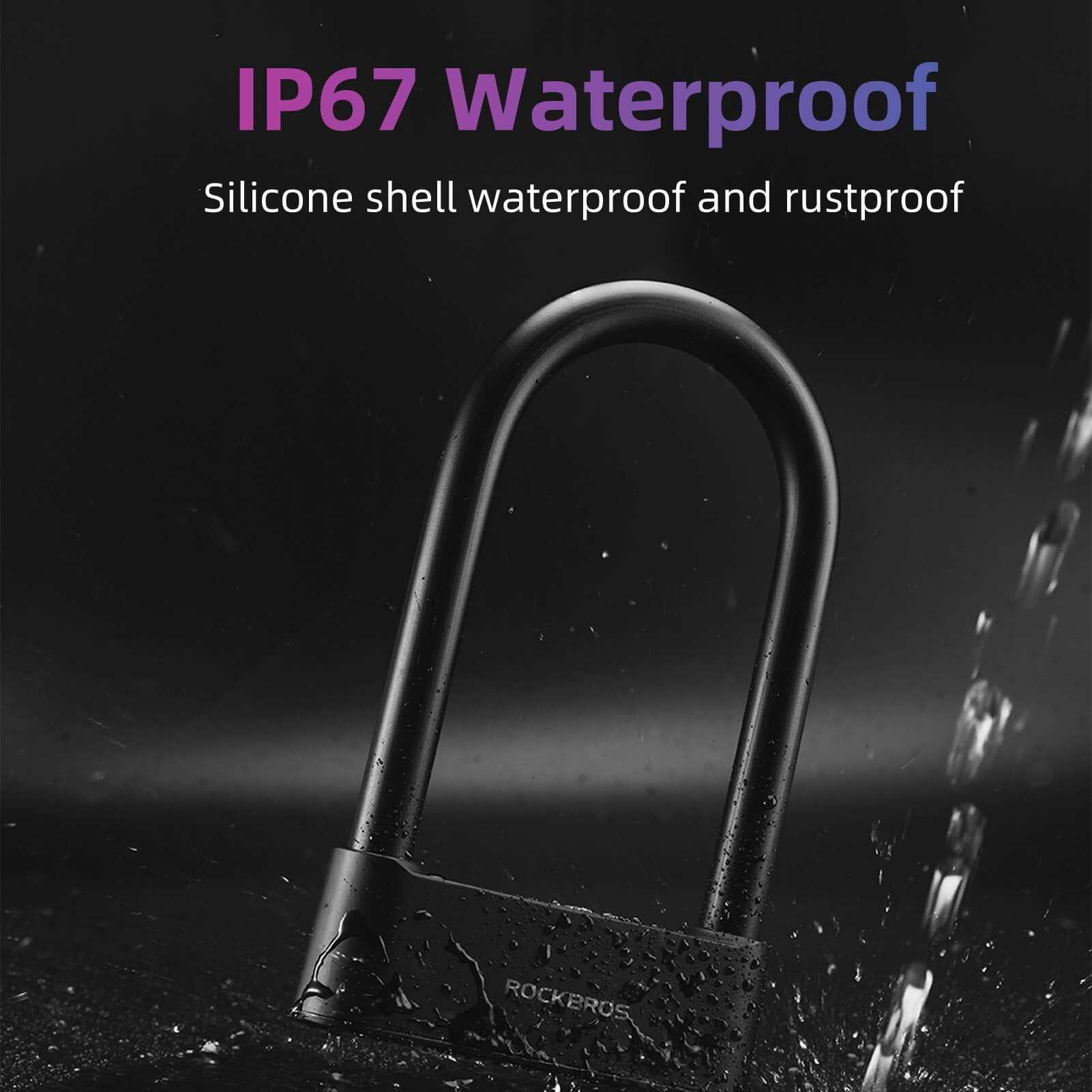 ROCKBROS Smart Bluetooth Fingerprint U Lock with keyless biometric unlock and hardened steel security
