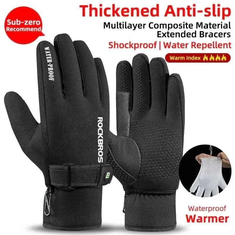 Waterproof thermal winter gloves with fleece lining for men and women designed for extreme warmth and weather protection in snow sports