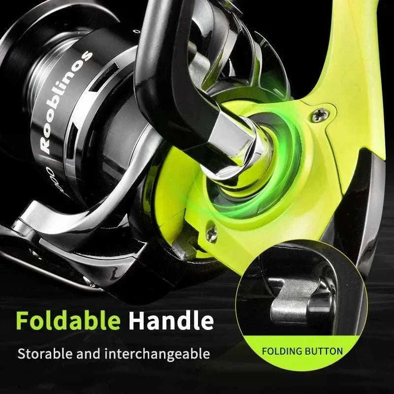 Lightweight spinning fishing reel with 5.2:1 gear ratio, anti-reverse, ambidextrous handle for saltwater and freshwater fishing
