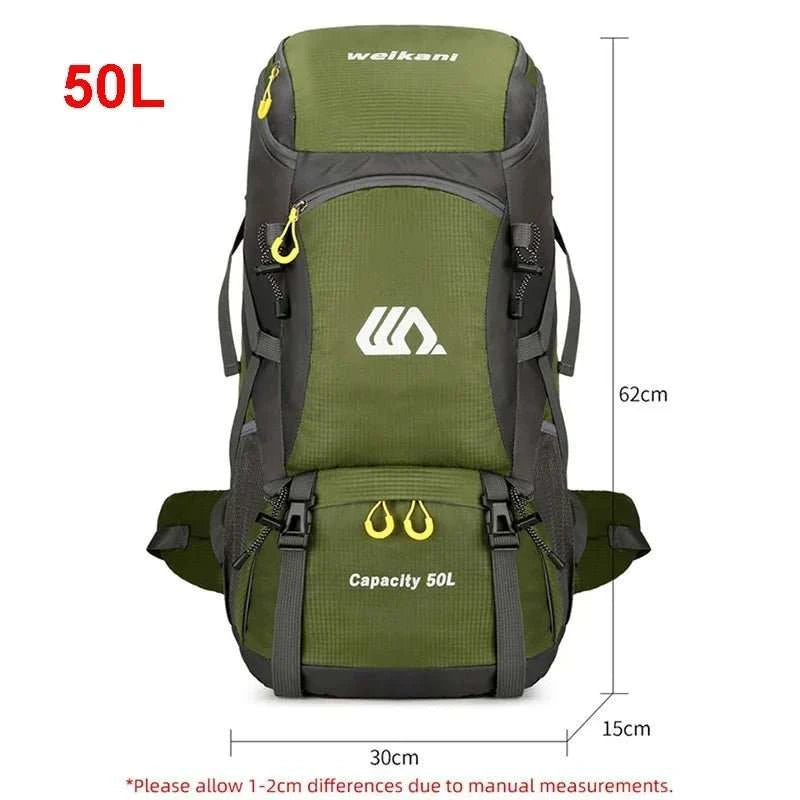 Waterproof outdoor travel backpack with large capacity and independent shoe compartment for hiking and trekking