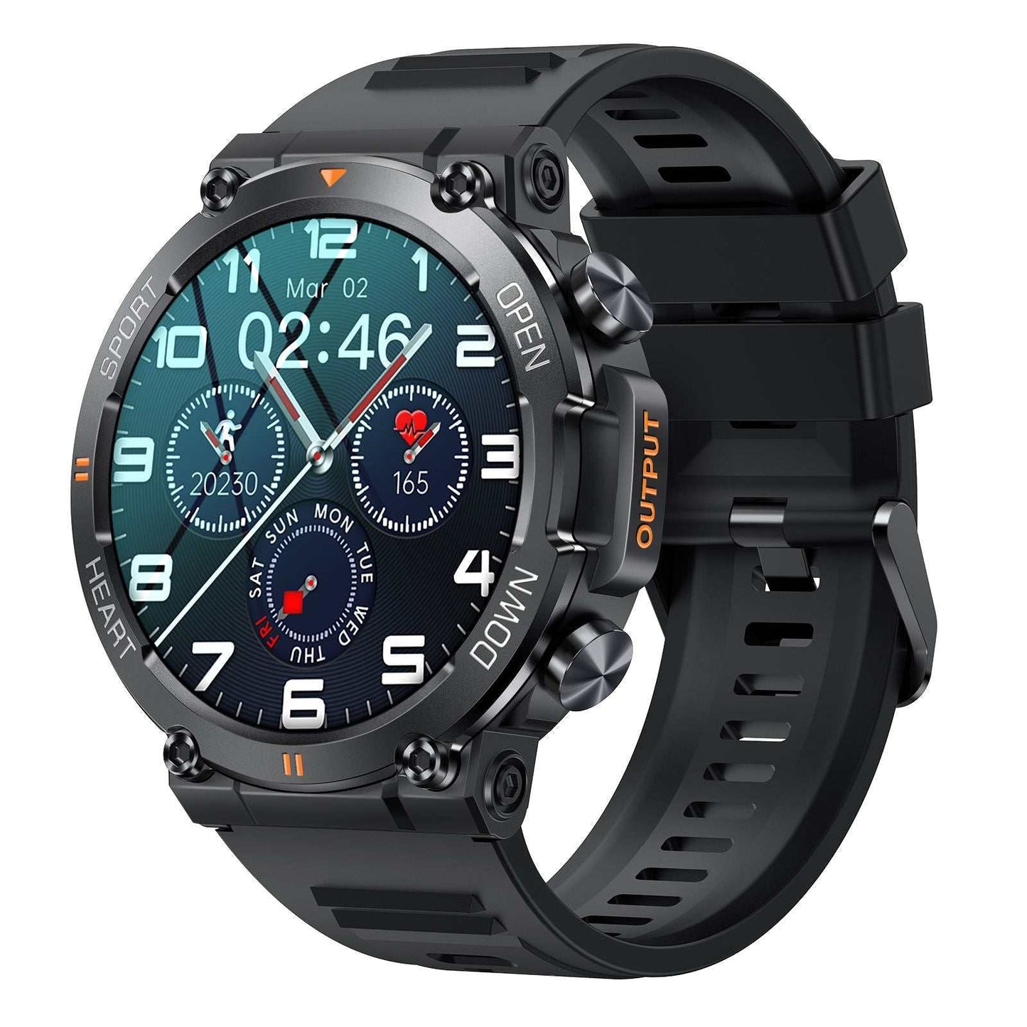 SENBONO Men's Smartwatch with round dial showing fitness tracking and call answer features for outdoor sports