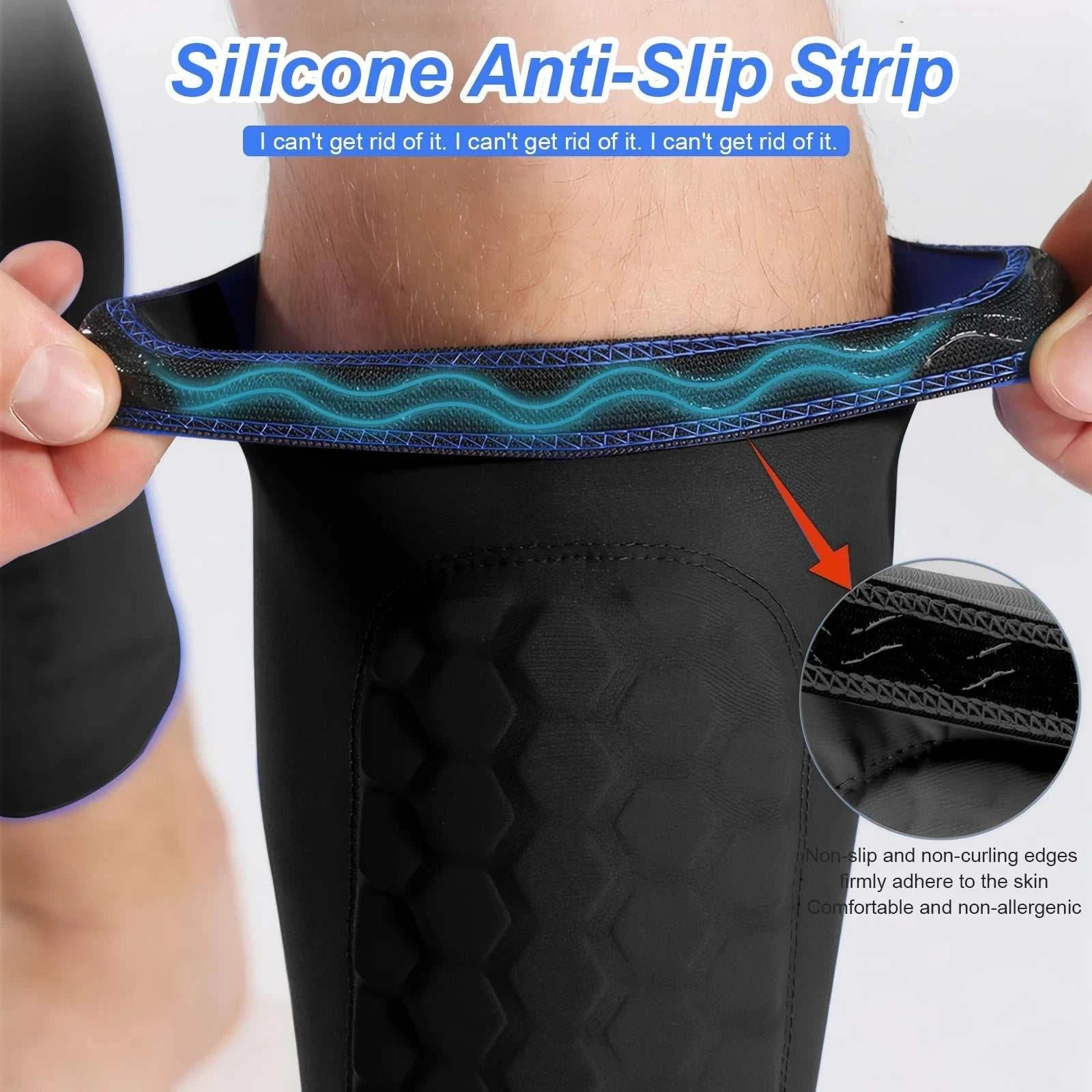 Shin Defender honeycomb padded nylon soccer shin guards with breathable ergonomic leg sleeves