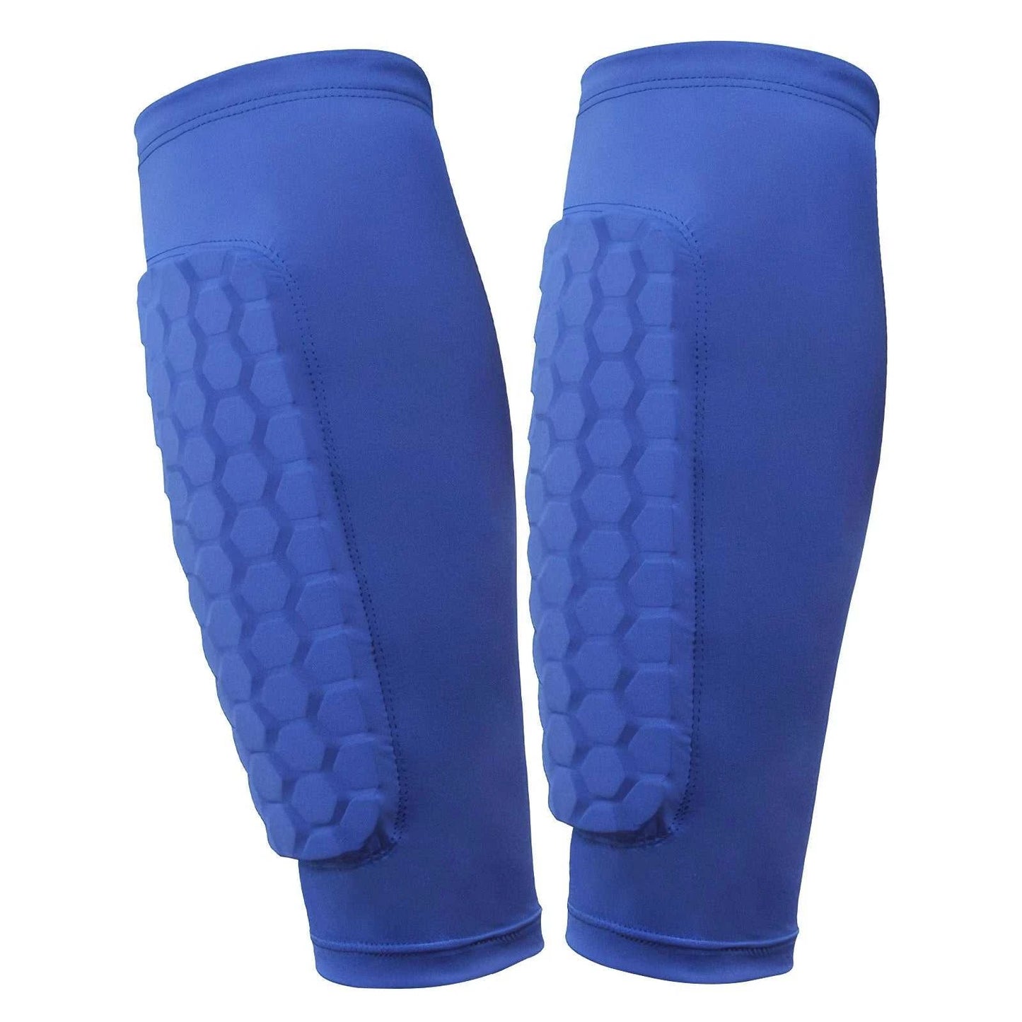 Shin Defender honeycomb padded soccer shin guards with breathable nylon leg sleeves