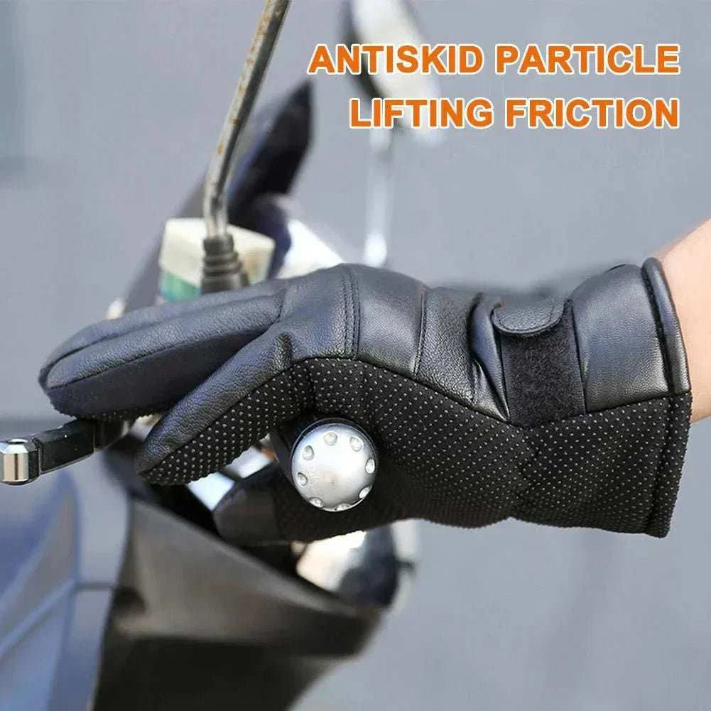 USB electric heating gloves waterproof leather touchscreen hand warmers for winter outdoors