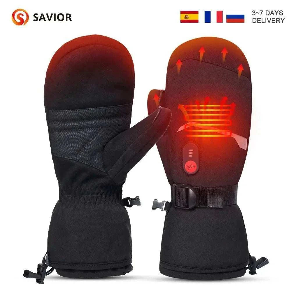 Heated crab finger winter gloves with waterproof design and 3-gear temperature control