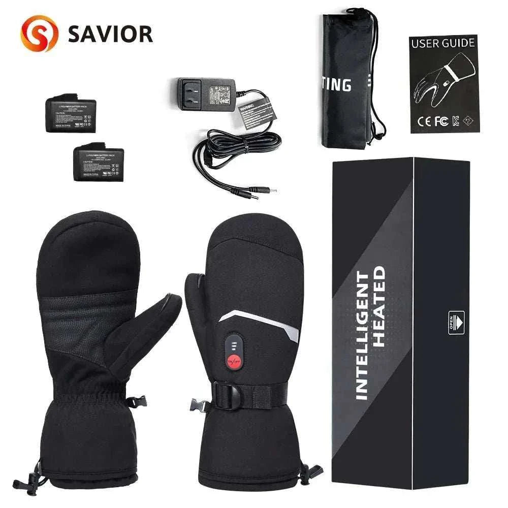 Winter Crab Finger heated waterproof gloves with touchscreen, three-gear heating, and rechargeable battery.