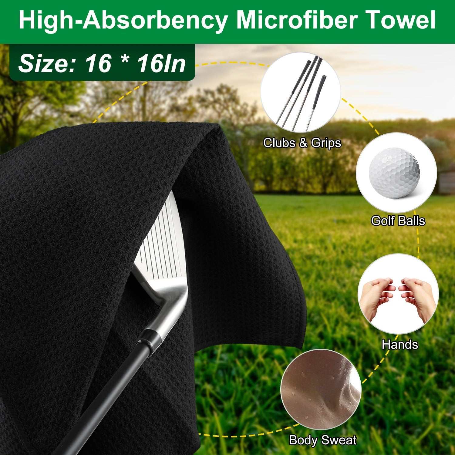 Three-in-one golf club cleaning kit with water bottle, brush, sharpener, and microfiber towel for on-course use
