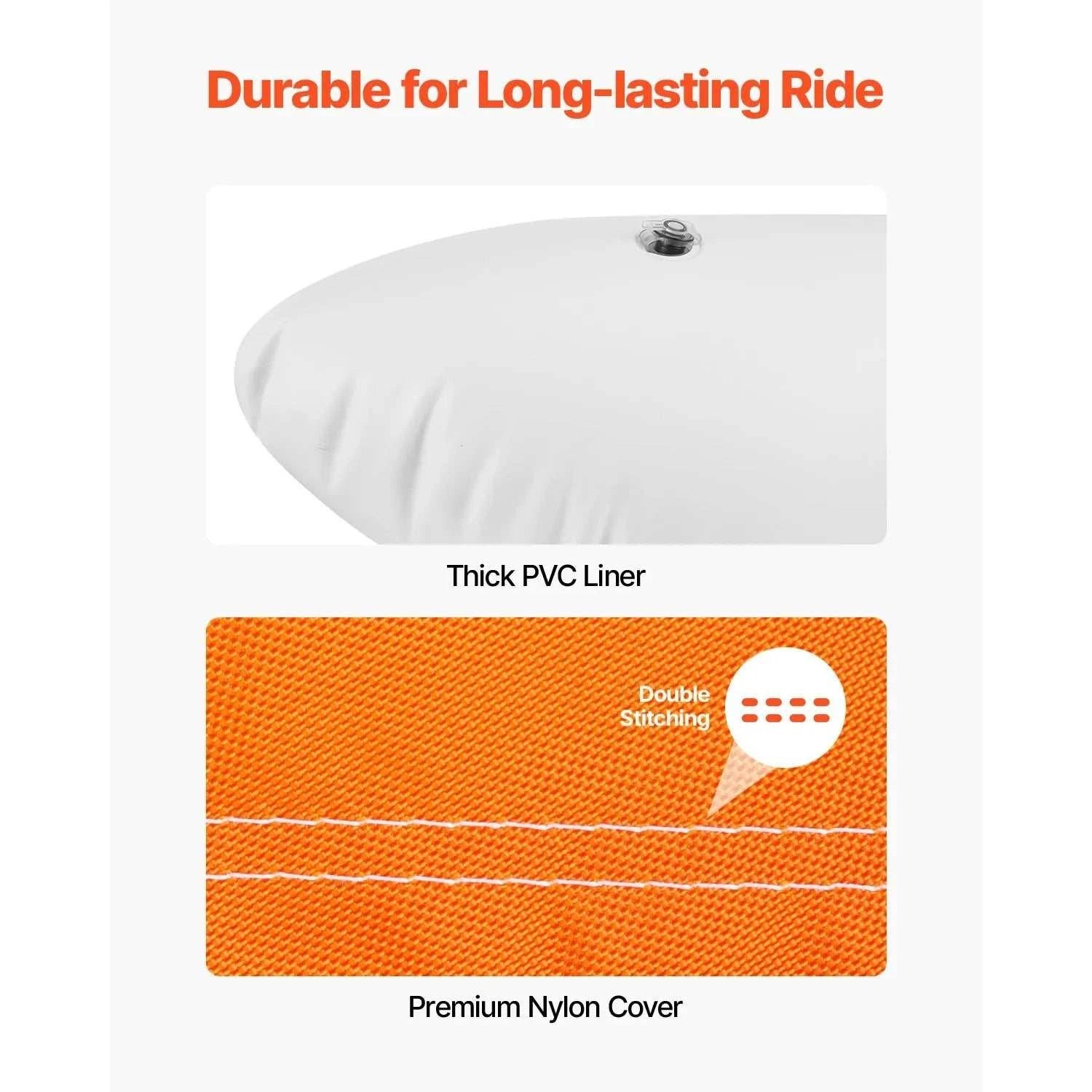 Towable tube for boating with four riders, padded grips, high backrests, and durable UV-resistant nylon cover