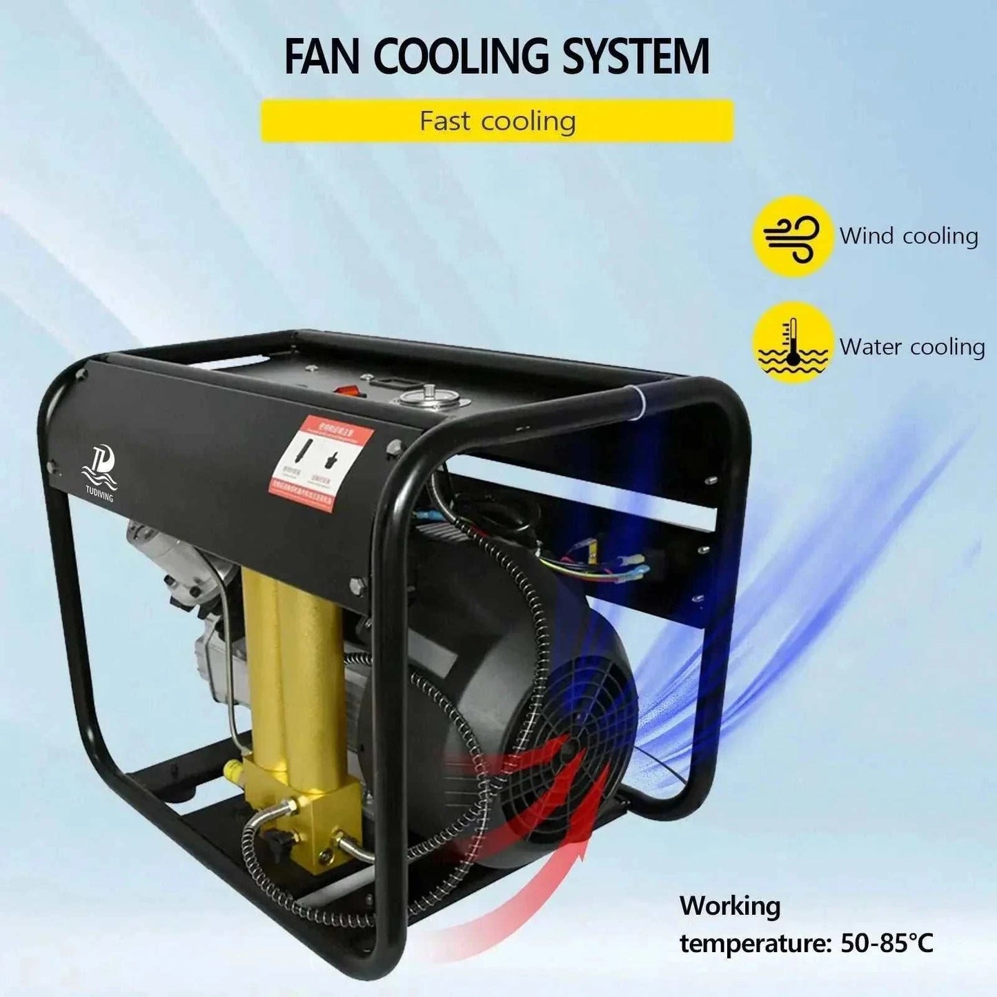 TUDIVING Portable Scuba Air Compressor 4500 PSI high-pressure PCP for fast tank fills