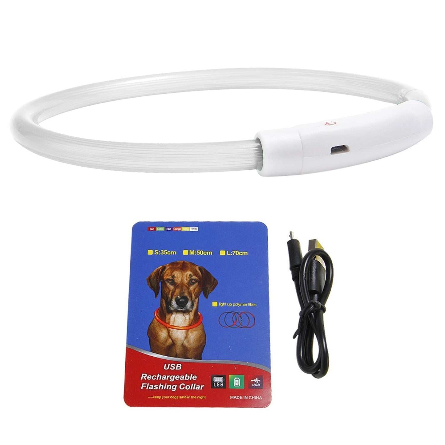 USB rechargeable LED dog collar with three light modes and adjustable sizes for safe night walks