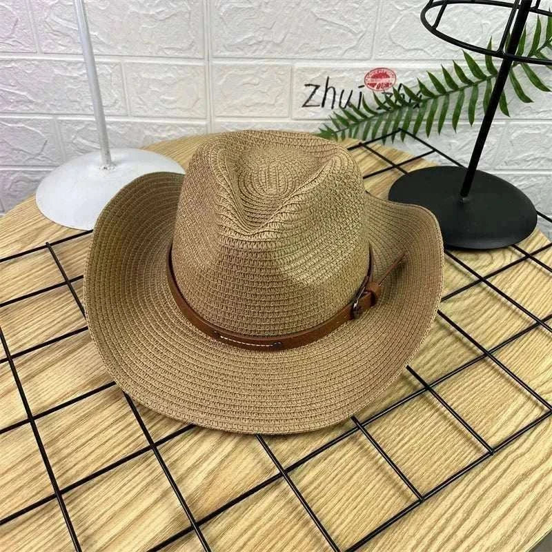 Wide brim straw cowboy hat providing sun protection and breathable comfort for summer outdoors