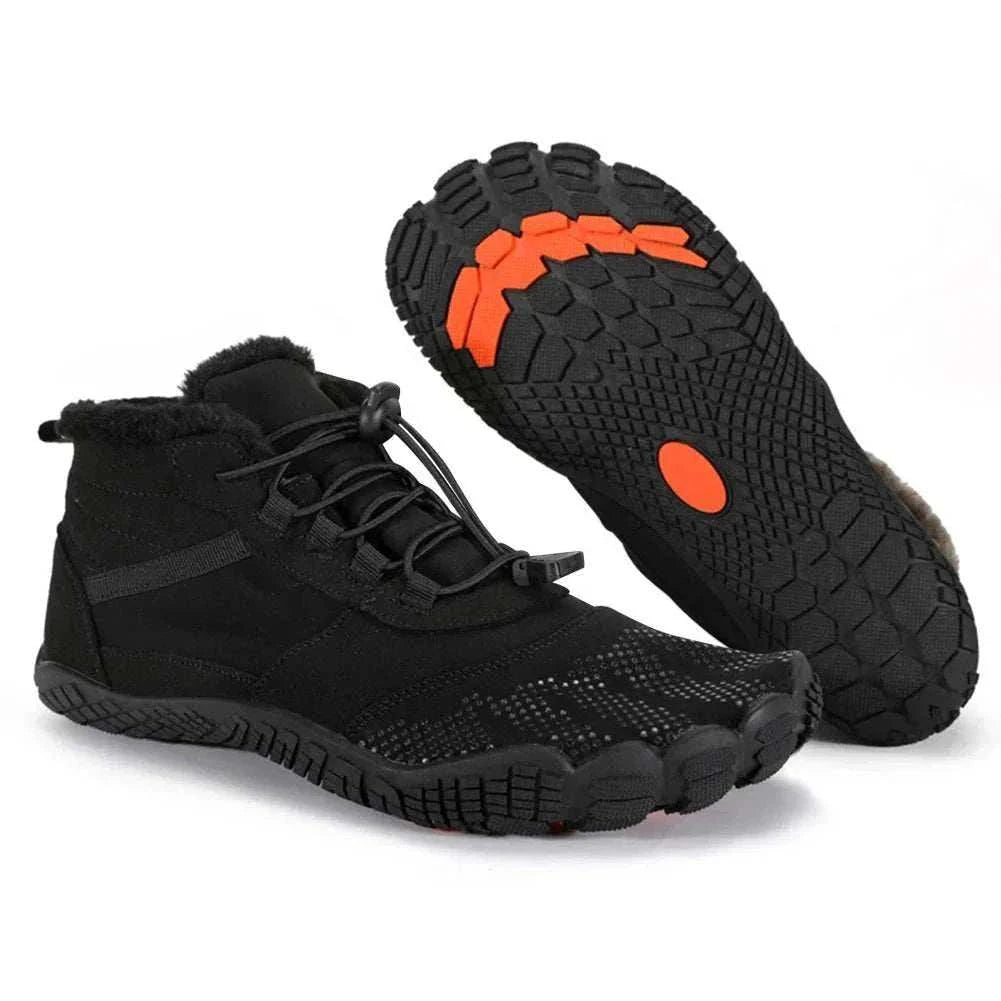 Winter snow boots for men and women with lace-up closure, warm lining, and anti-slip rugged sole for outdoor work and trekking