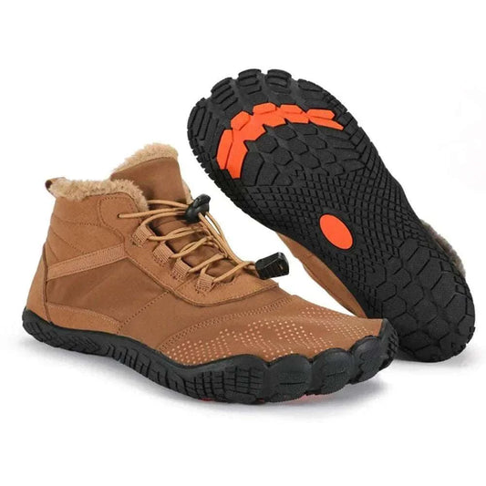Winter snow boots for men and women with warm lining, anti-slip rubber sole, and lace-up design for outdoor work and trekking