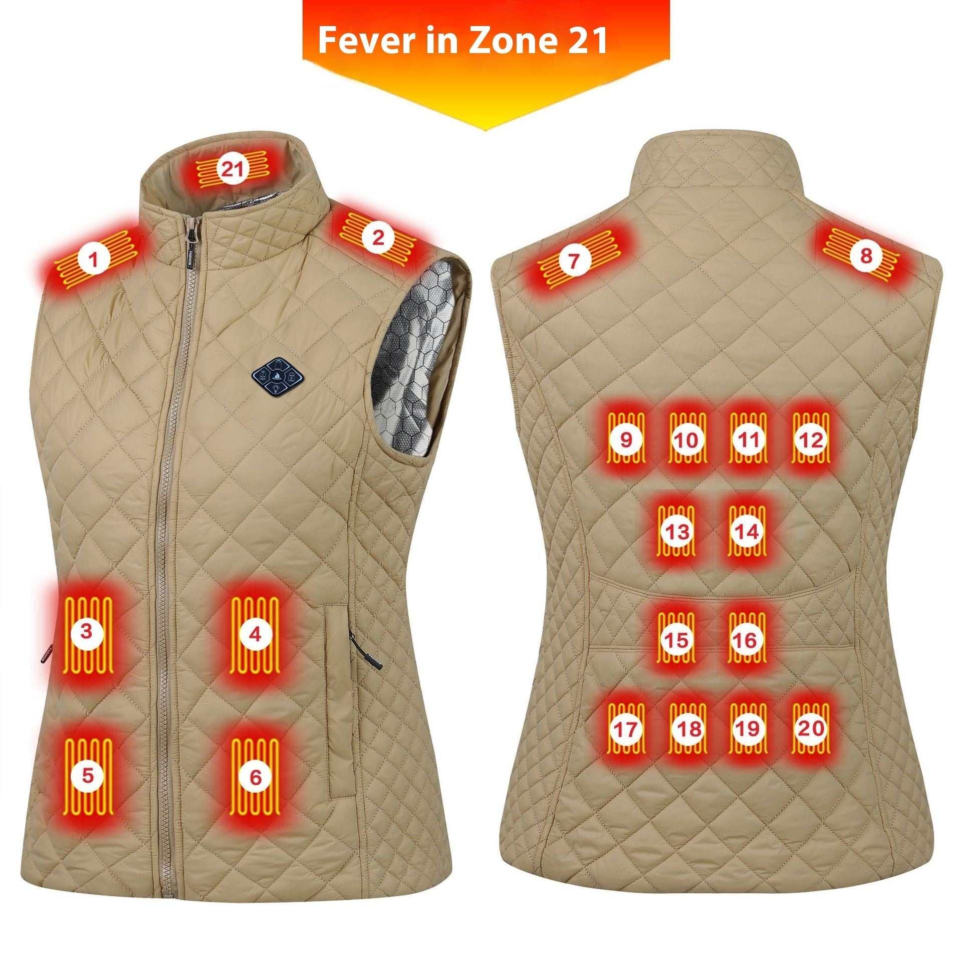 Women wearing slim-fit heated vest with smart charging for multi-zone warmth
