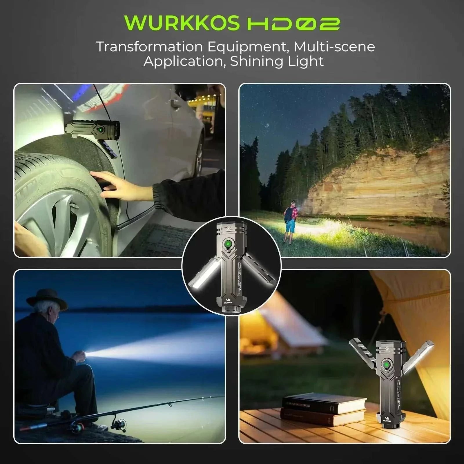 Wurkkos HD02 portable rechargeable LED camping lamp with aluminum waterproof body and versatile mounting options