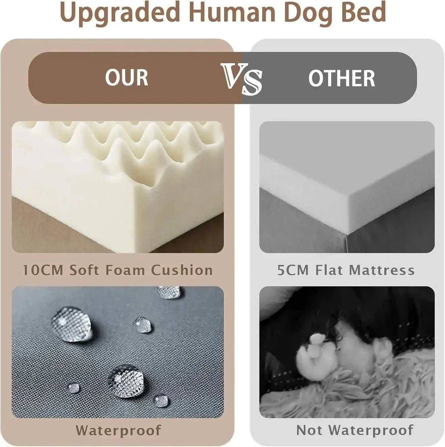 Giant oversized memory foam human and dog bed with waterproof cover and plush top