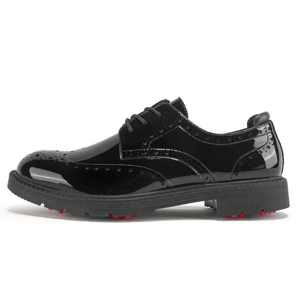 Men's classic golf shoes with low-cut PU upper, rubber outsole, and padded collar for comfort