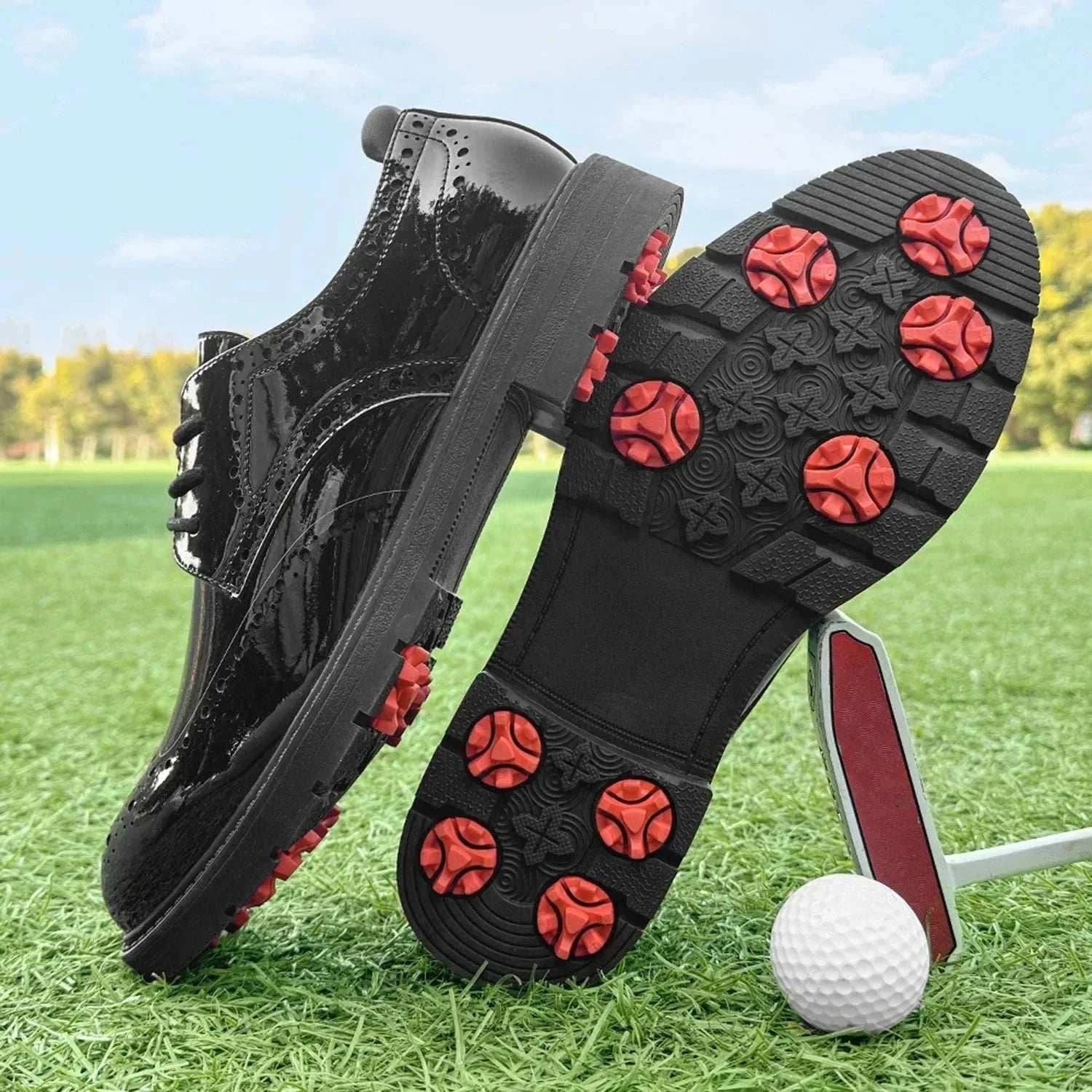 Men's classic golf shoes with low-cut PU upper and rubber outsole in sizes 7-14